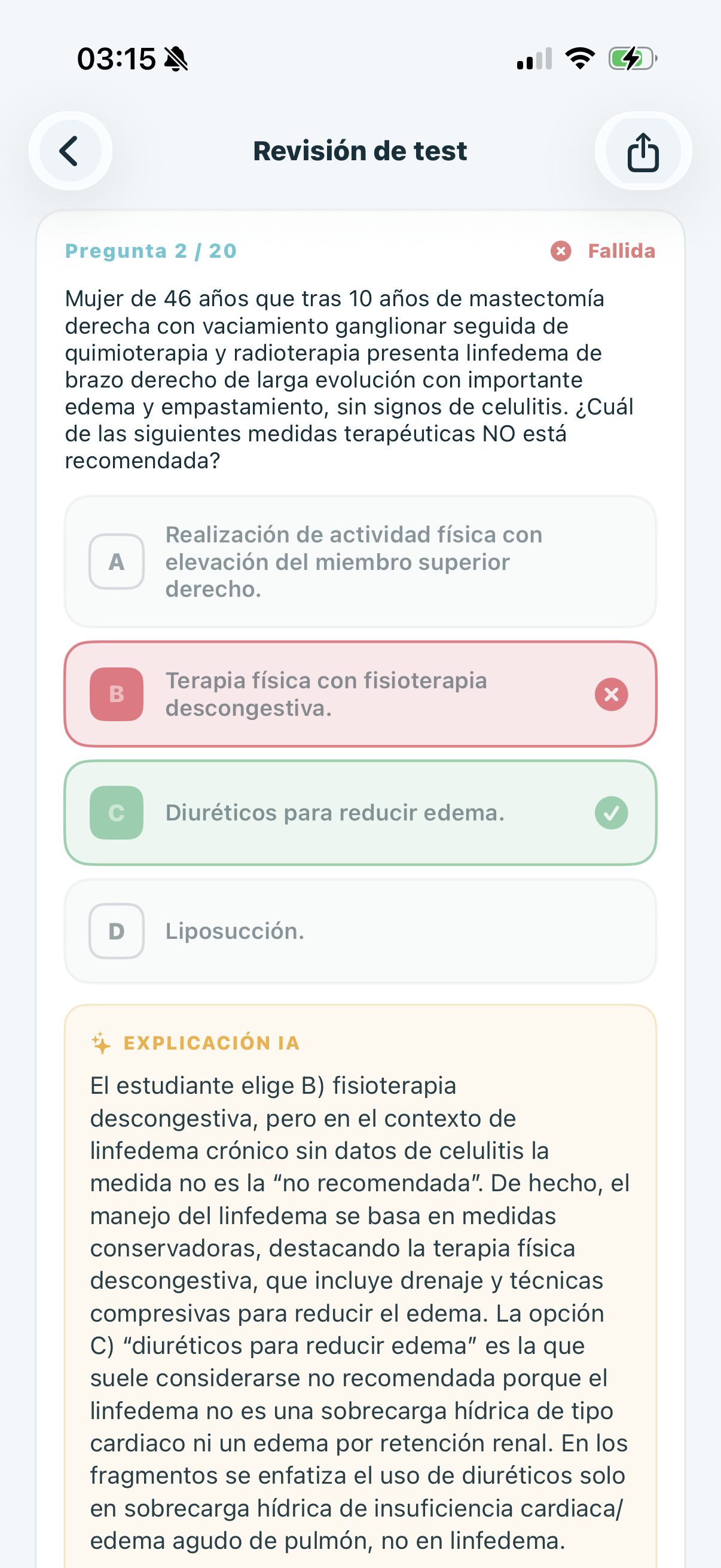 Revisión con la explicación de la IA